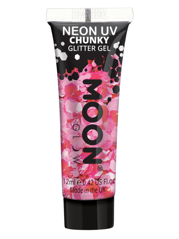 Moon Glow - Neon UV Chunky Glitter Gel, Hot Pink - 2