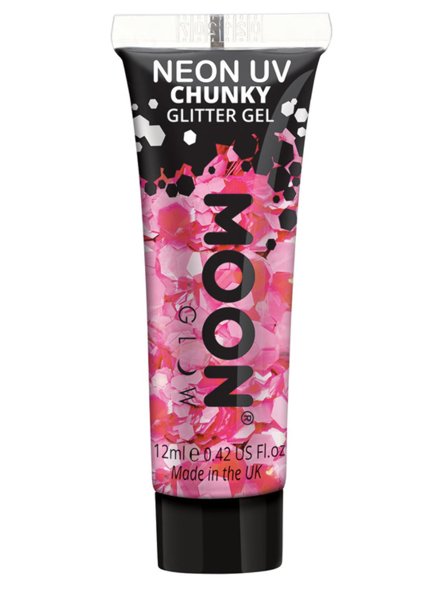 Moon Glow - Neon UV Chunky Glitter Gel, Hot Pink - 1