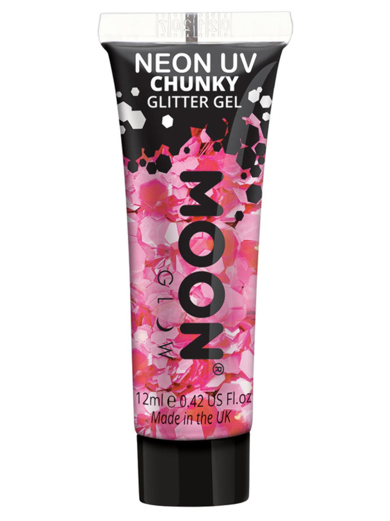 Moon Glow - Neon UV Chunky Glitter Gel, Hot Pink - 1