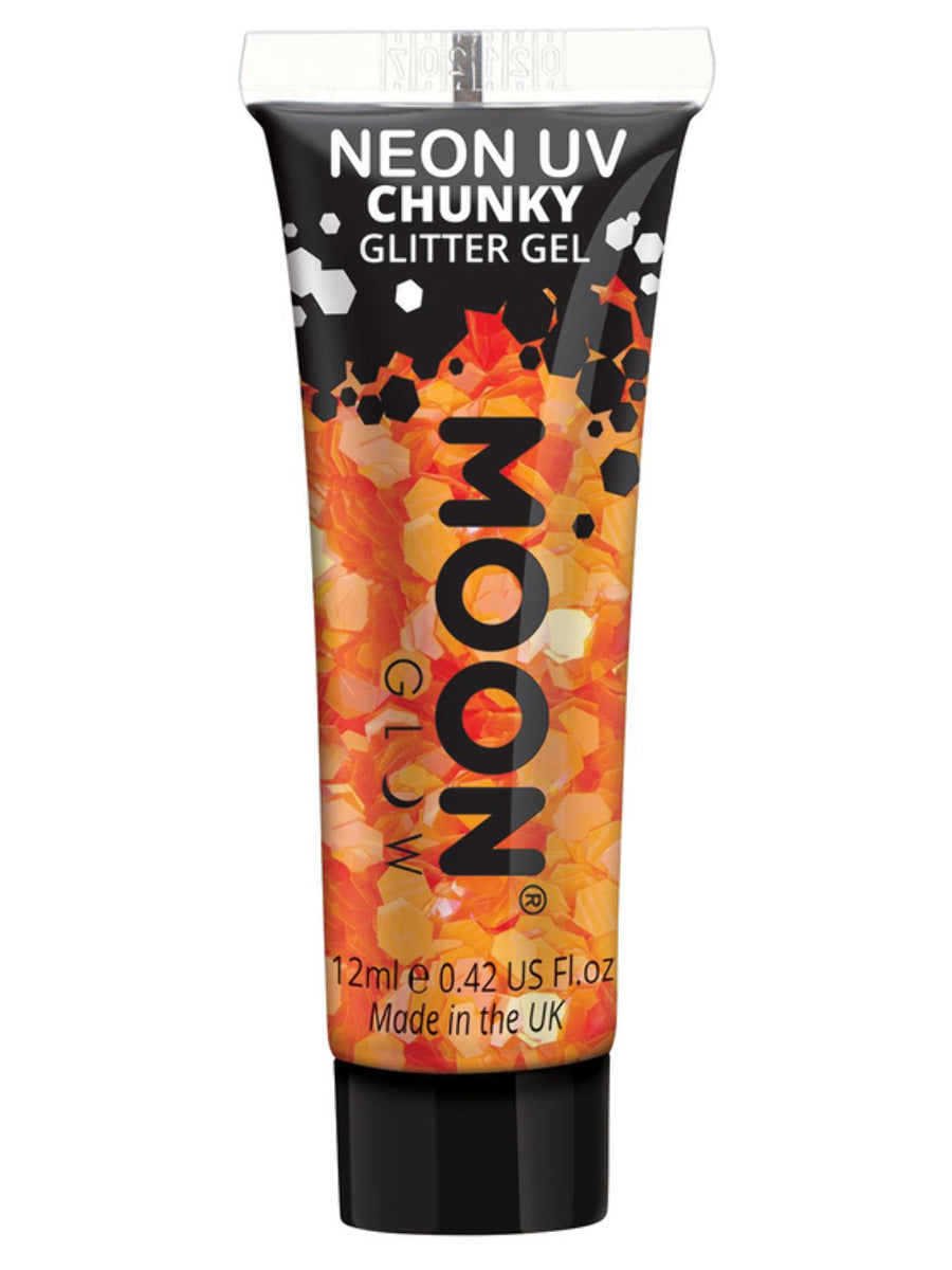 Moon Glow - Neon UV Chunky Glitter Gel, Orange - 1