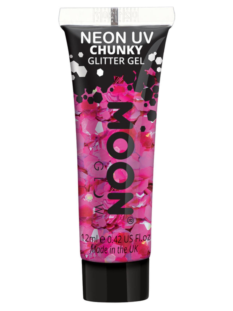 Moon Glow - Neon UV Chunky Glitter Gel, Magenta - 1