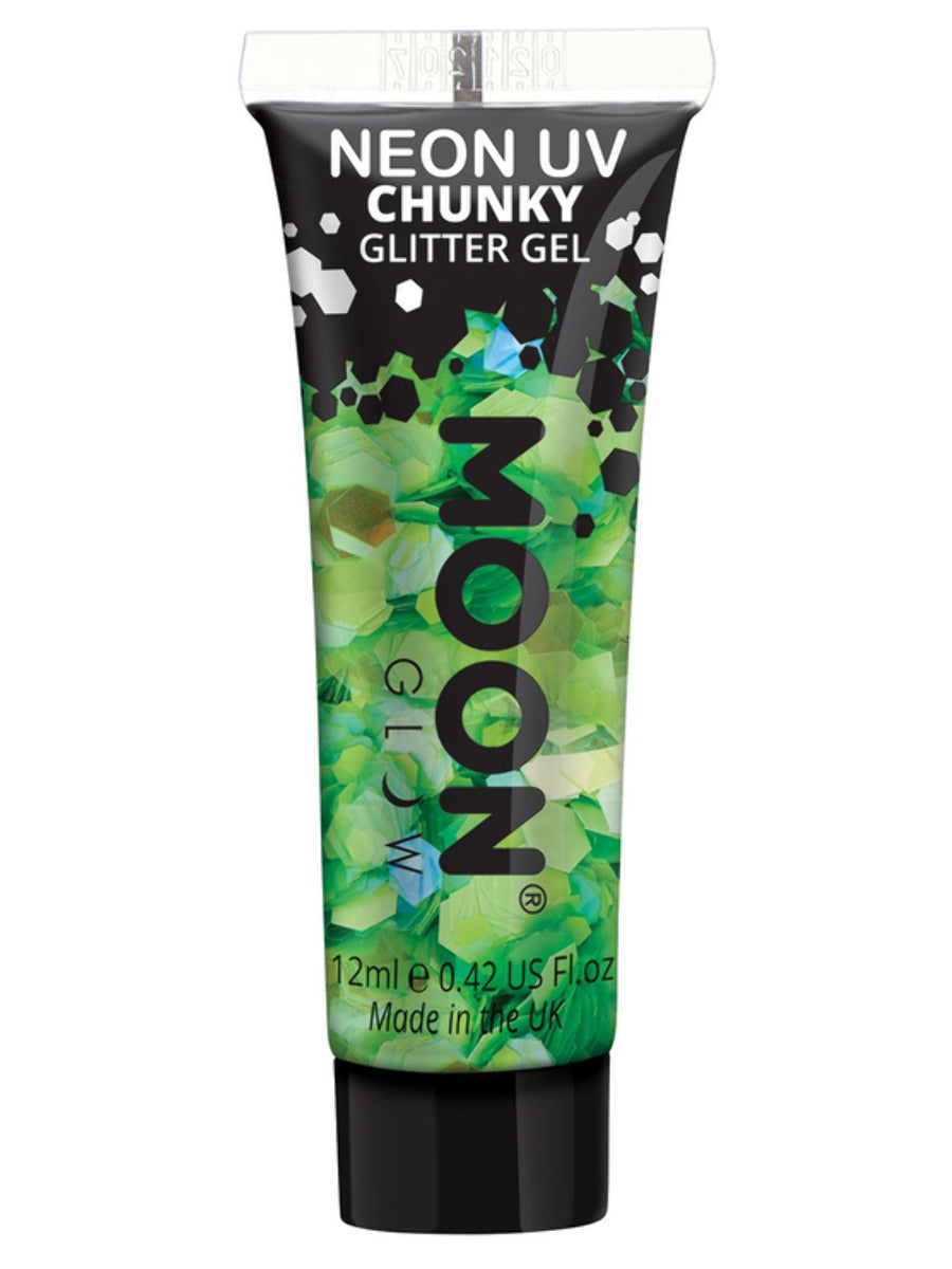 Moon Glow - Neon UV Chunky Glitter Gel, Green - 1