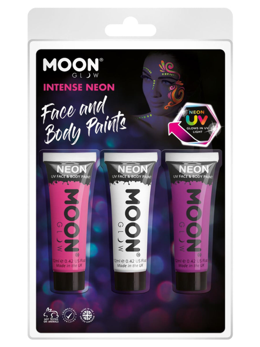 Moon Glow Intense Neon UV Face Paint, Hot Pink - 1