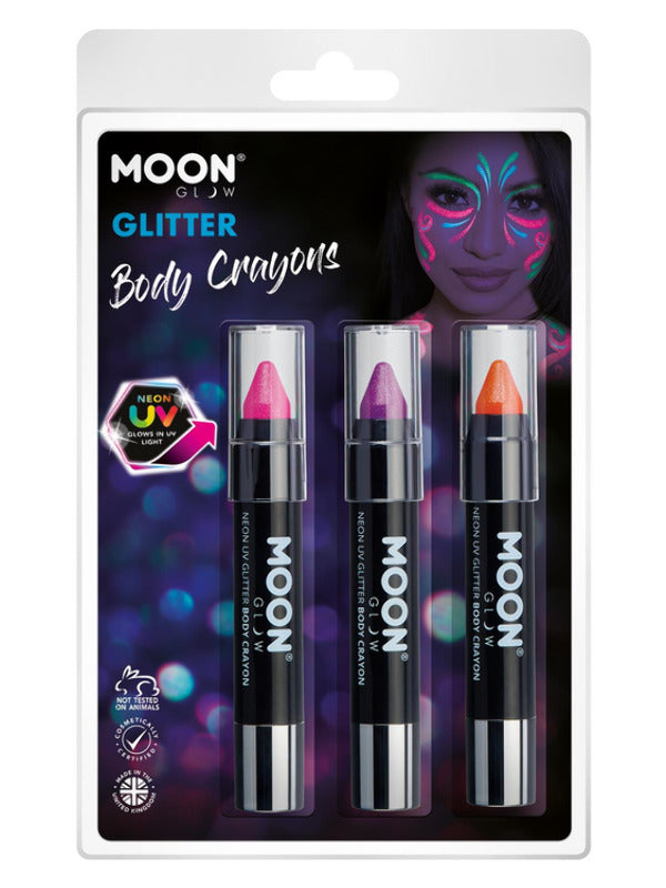 Moon Glow - Neon UV Glitter Body Crayons,  - 2