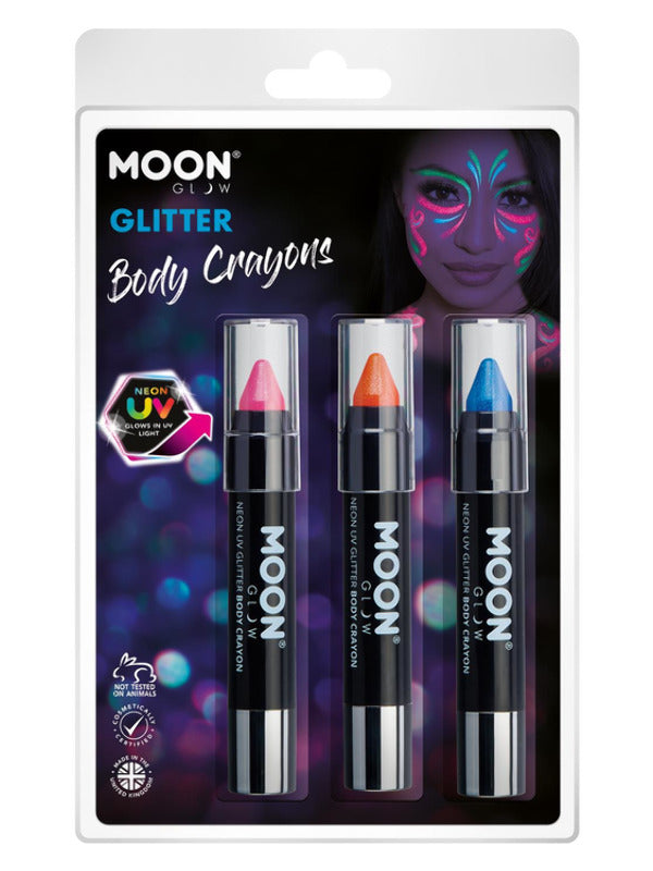 Moon Glow - Neon UV Glitter Body Crayons,  - 2