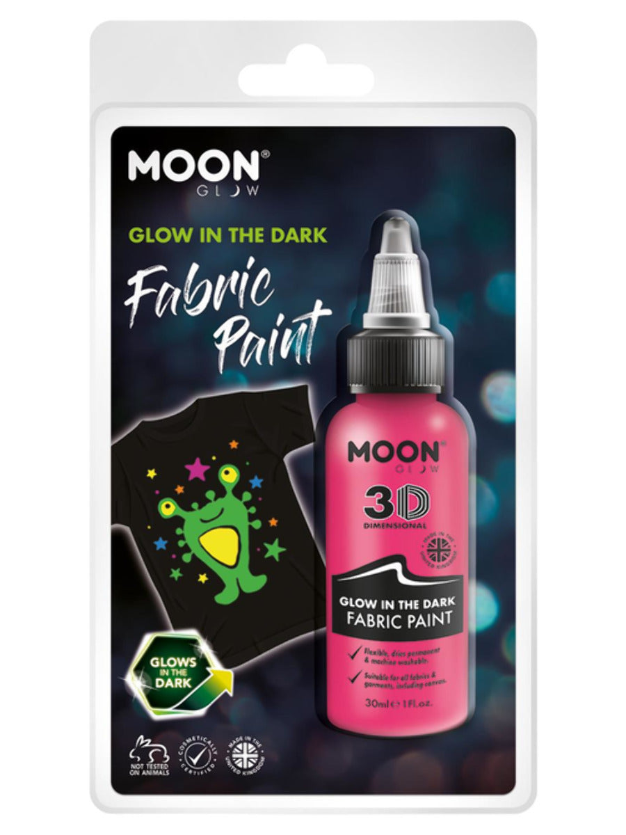 Moon Glow - Glow in the Dark Fabric Paint, Pink - 1