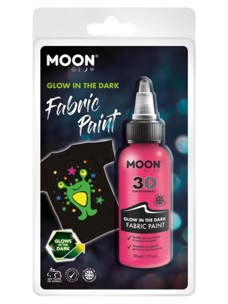 Moon Glow - Glow in the Dark Fabric Paint, Pink - 1