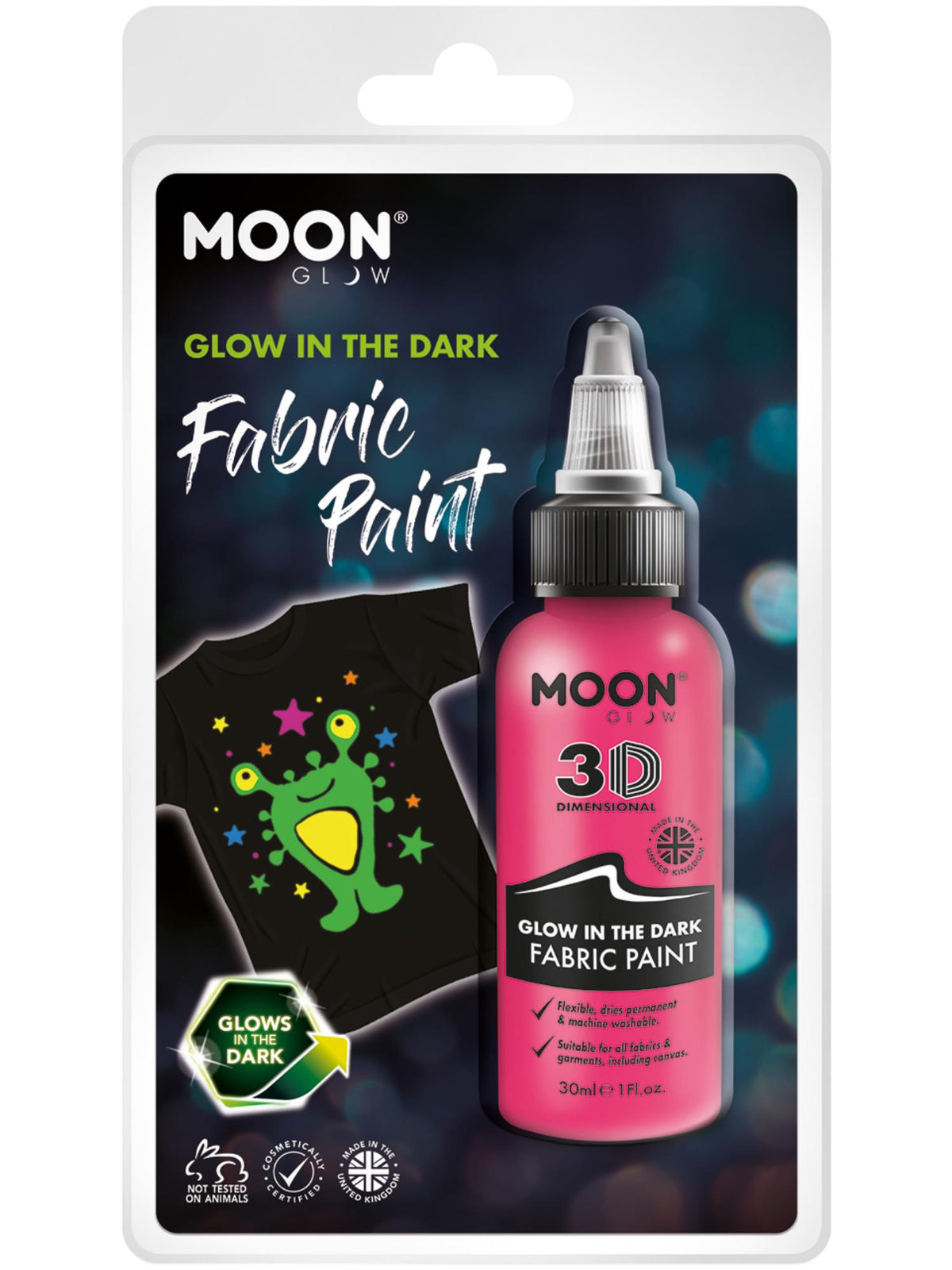 Moon Glow - Glow in the Dark Fabric Paint, Pink 1