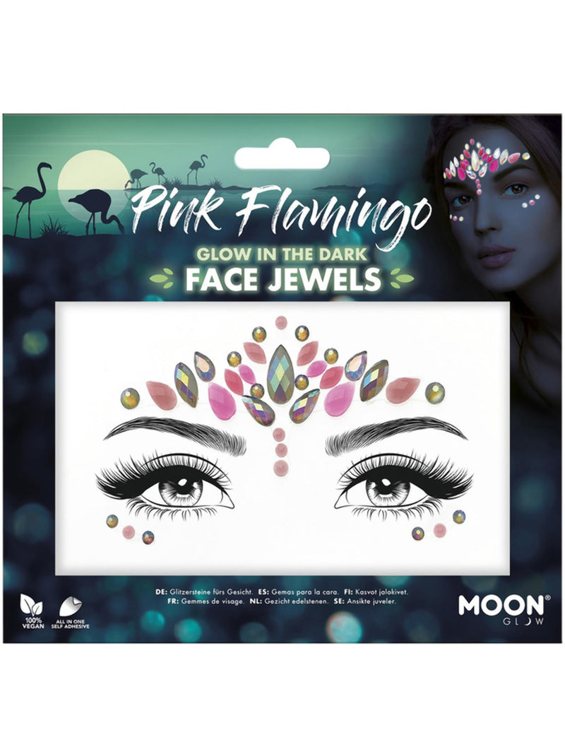 Moon Glow Face Jewels, Pink Flamingo - 1