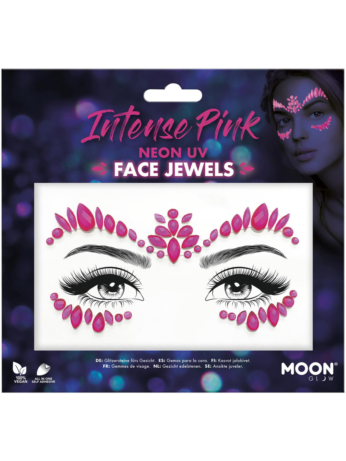 Moon Glow Face Jewels, Intense Pink 1