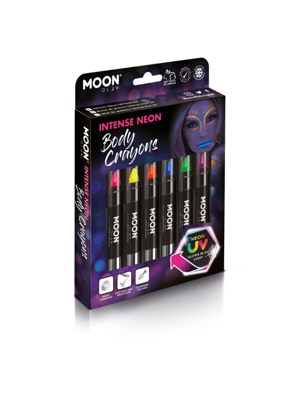 Moon Glow Intense Neon UV Body Crayons, Assorted - 2