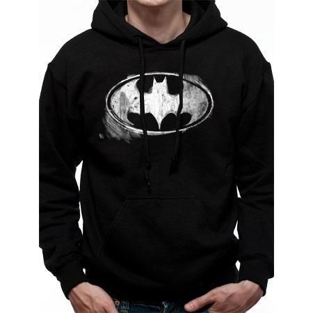 Batman Mono Distressed Logo Pullover Hoodie
