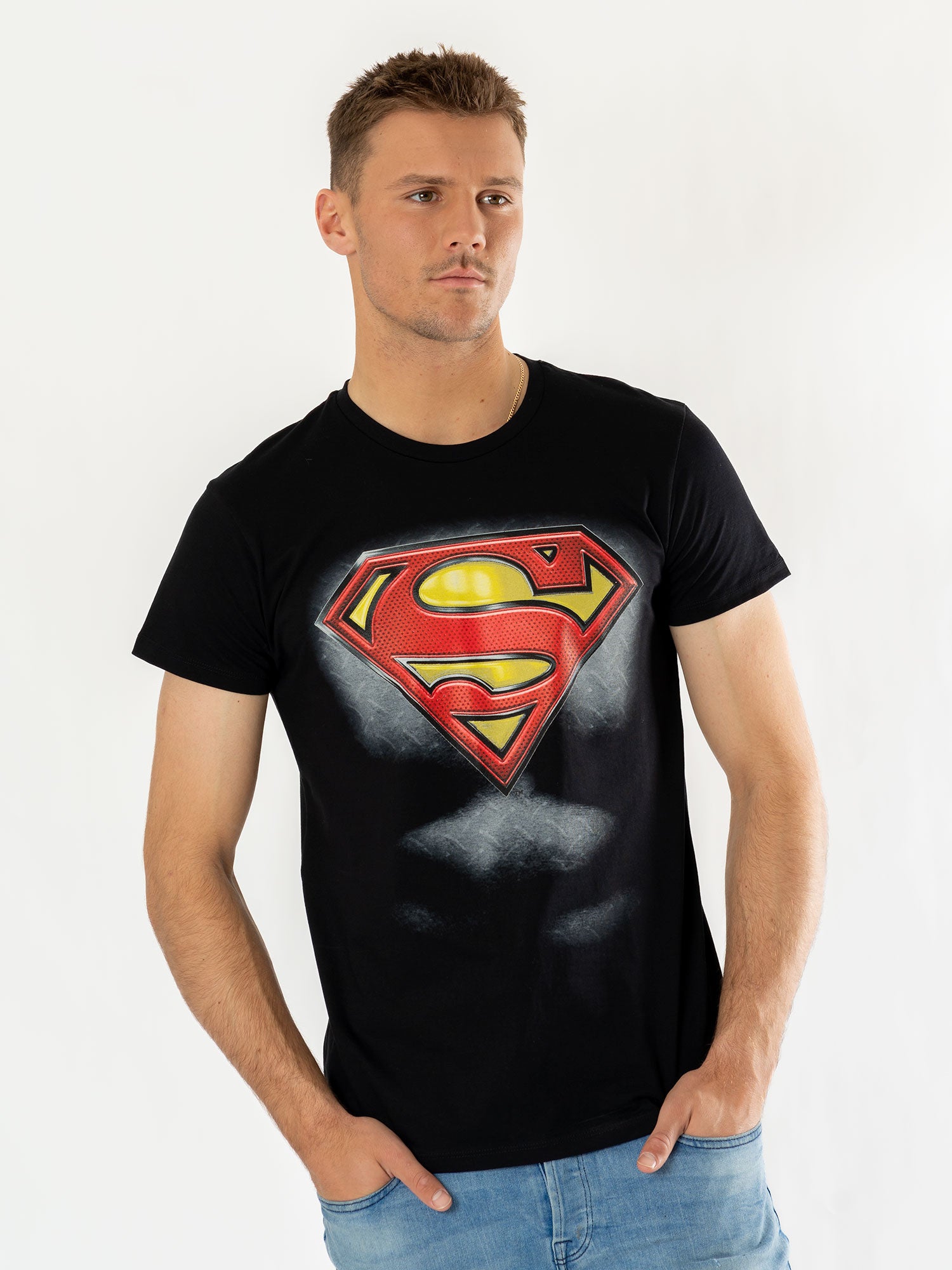 Superman Black Ripped T-Shirt