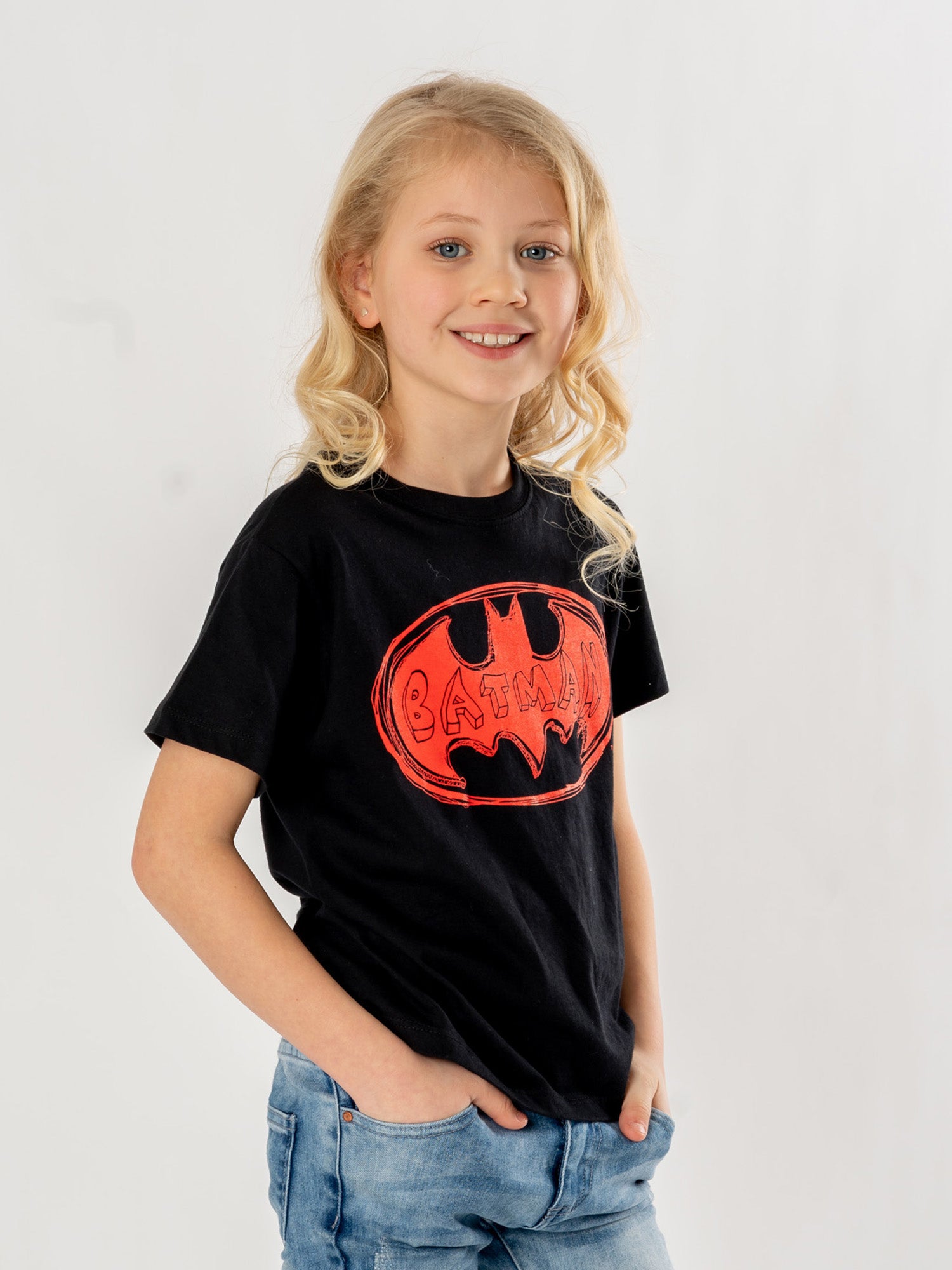 Batman Kids Black Red Batsign Unisex T-Shirt