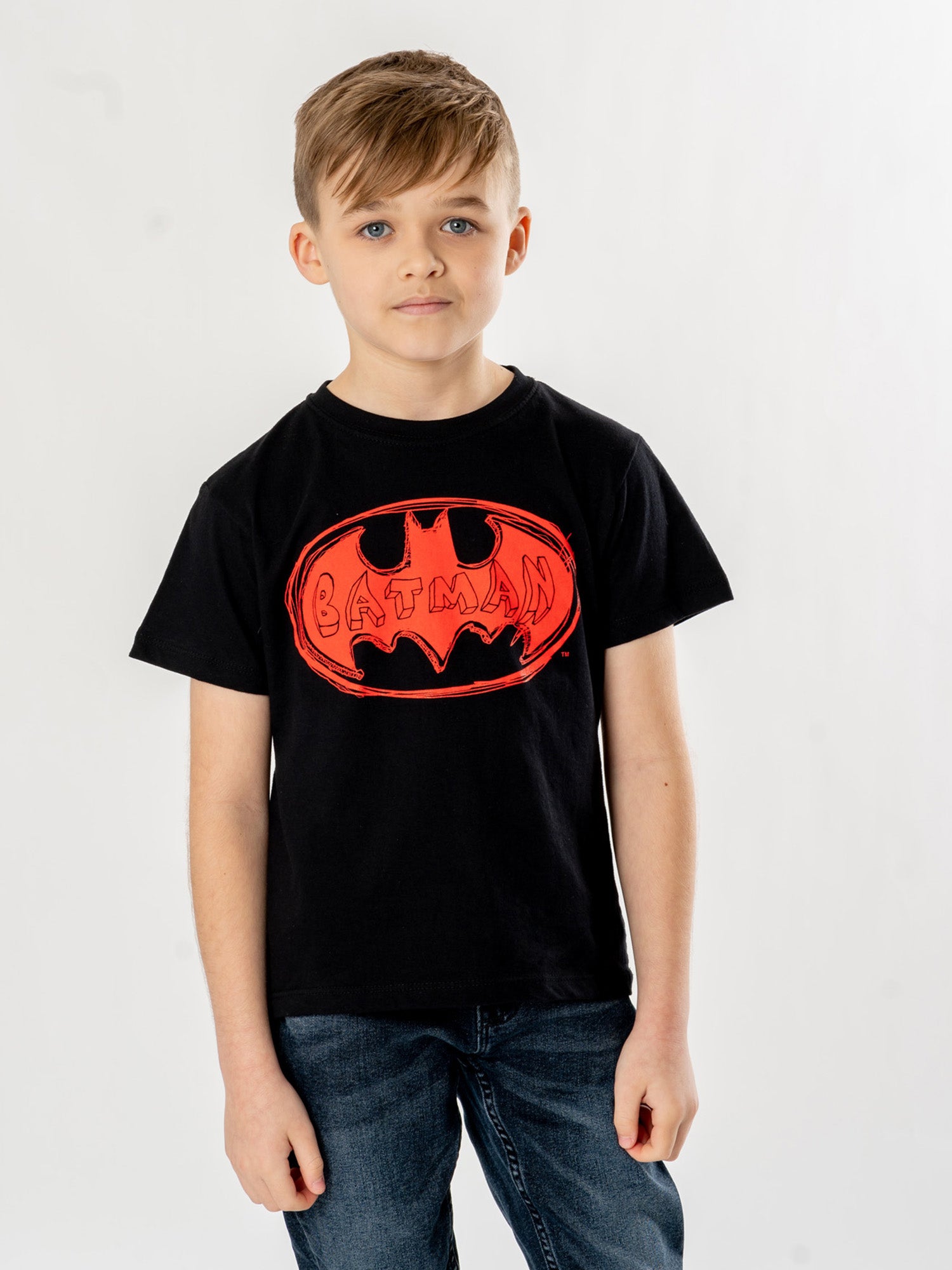 Batman Kids Black Red Batsign Unisex T-Shirt