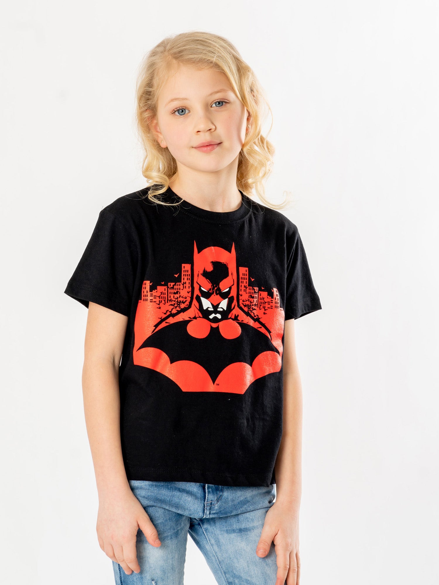 Batman Kids Black Gotham Skyline T-Shirt