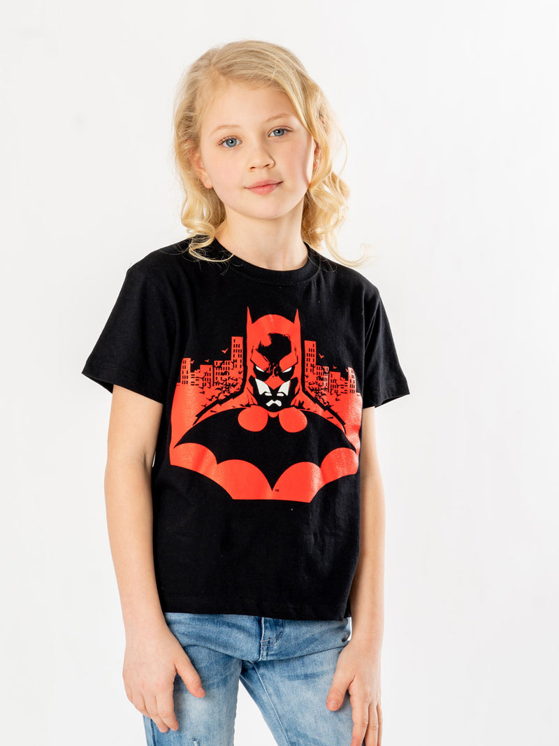 Batman Kids Black Gotham Skyline T-Shirt