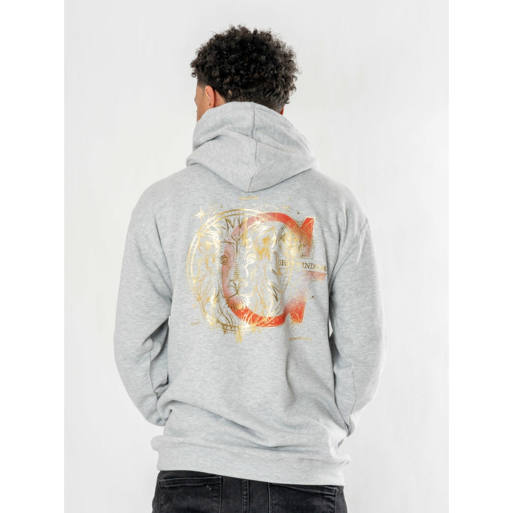 Harry Potter Unisex Grey Marl Gryffindor Zodiac Hoodie