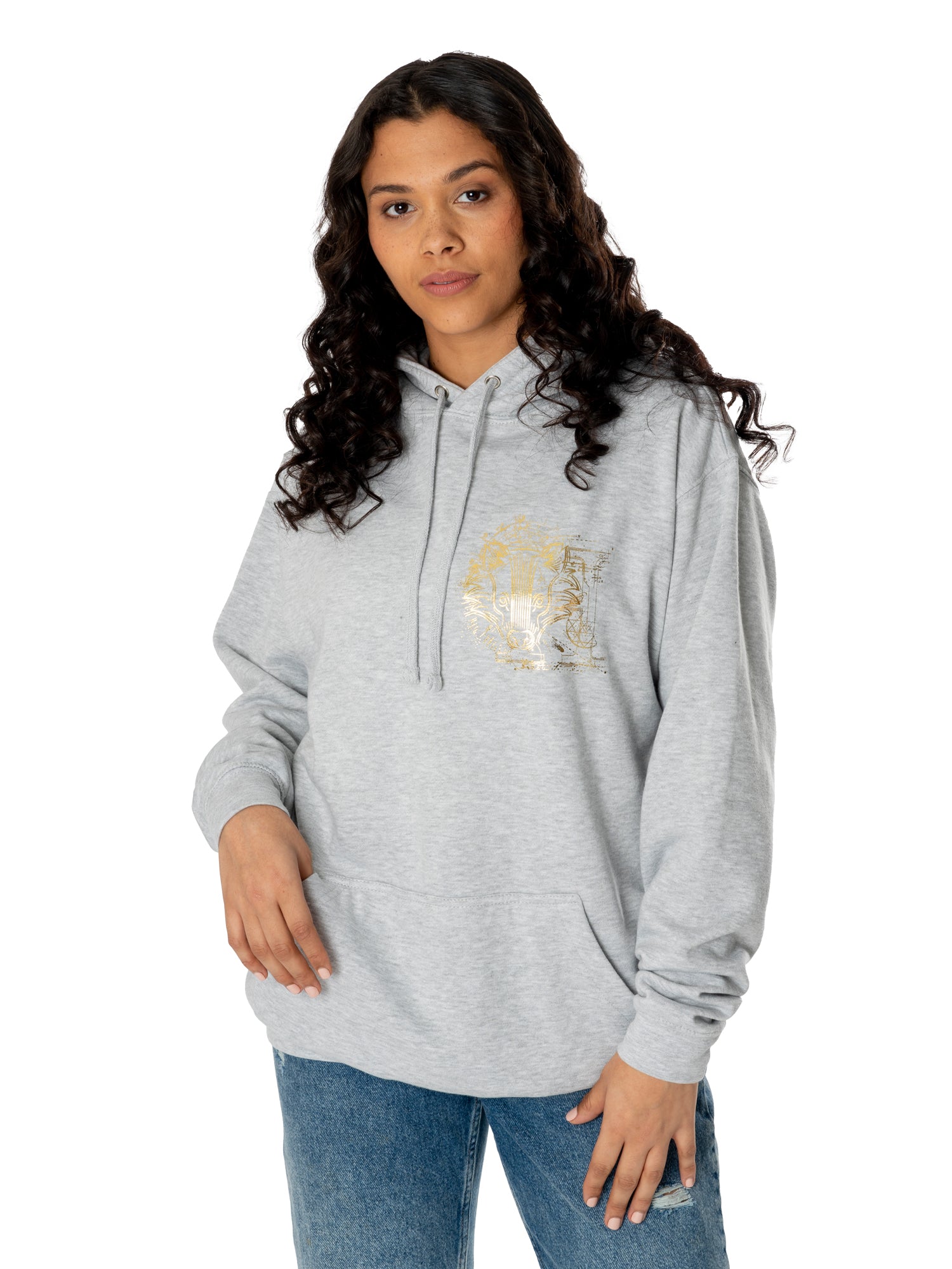 Harry Potter Unisex Grey Marl Hufflepuff Zodiac Hoodie
