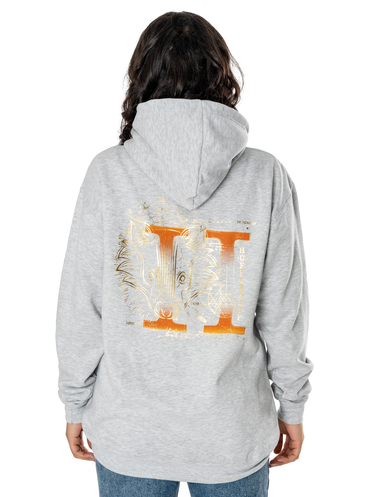 Harry Potter Unisex Grey Marl Hufflepuff Zodiac Hoodie