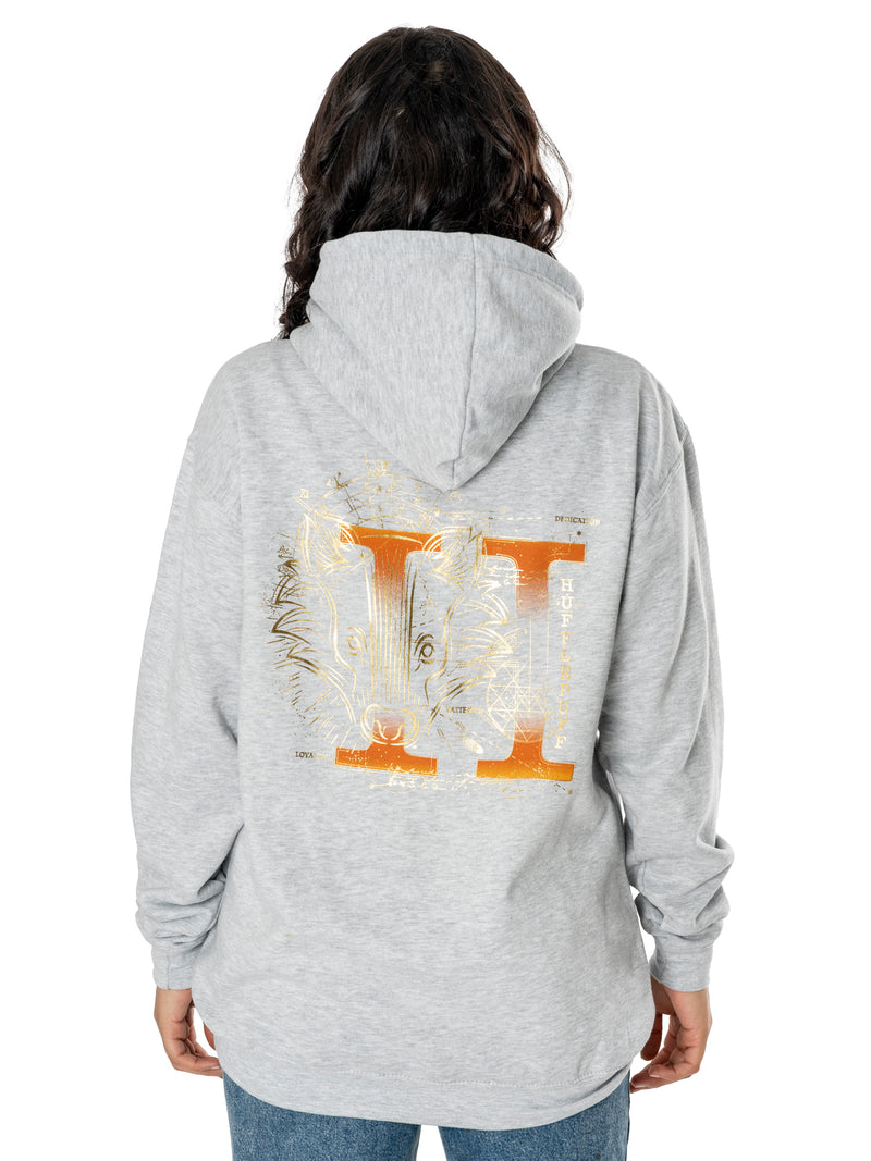 Harry Potter Unisex Grey Marl Hufflepuff Zodiac Hoodie
