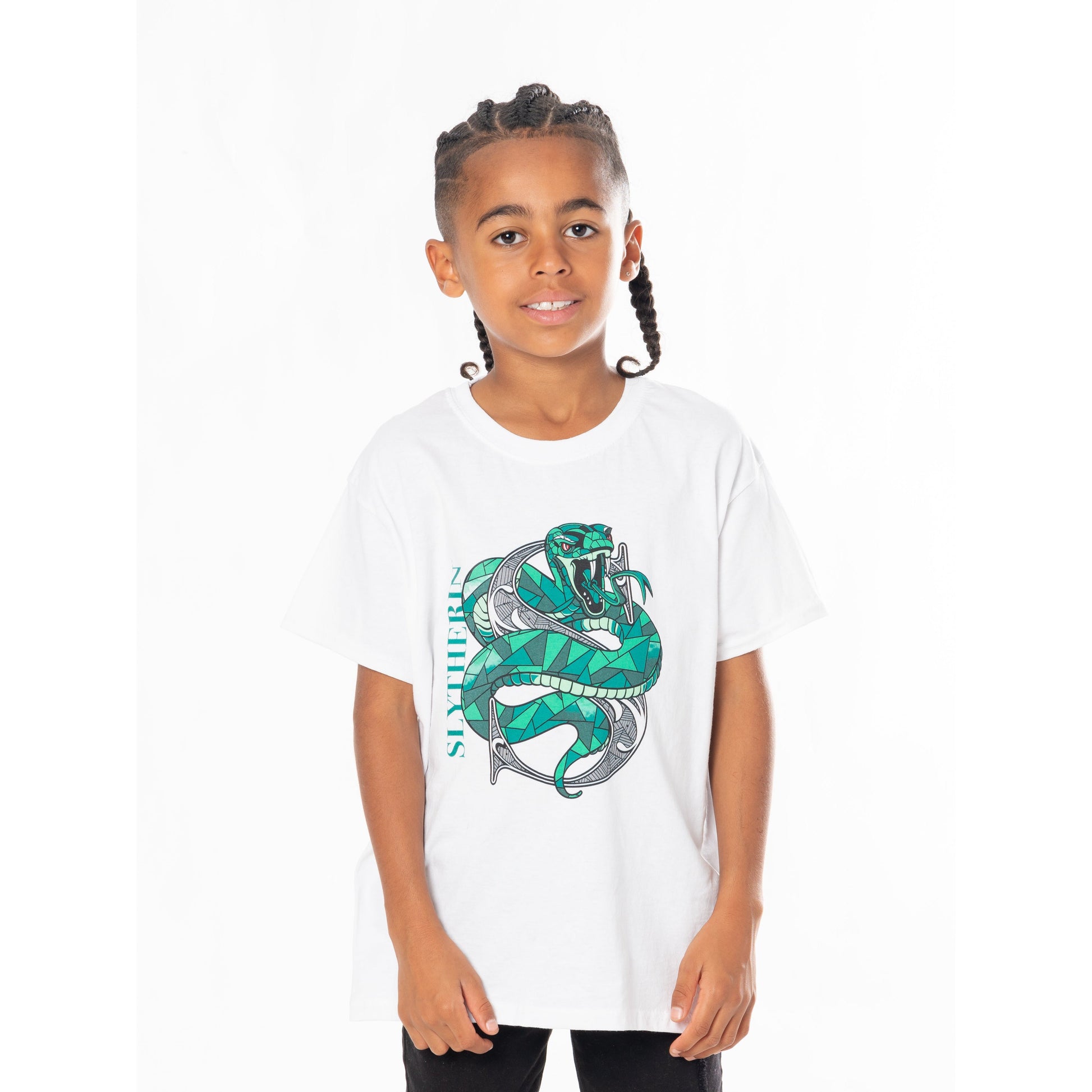 Harry Potter Kids White Slytherin Mosaic T-Shirt