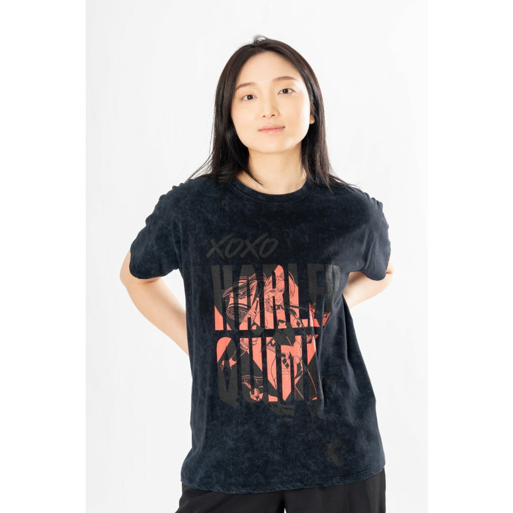Harley Quinn Adult Acid Wash Xoxo T-Shirt