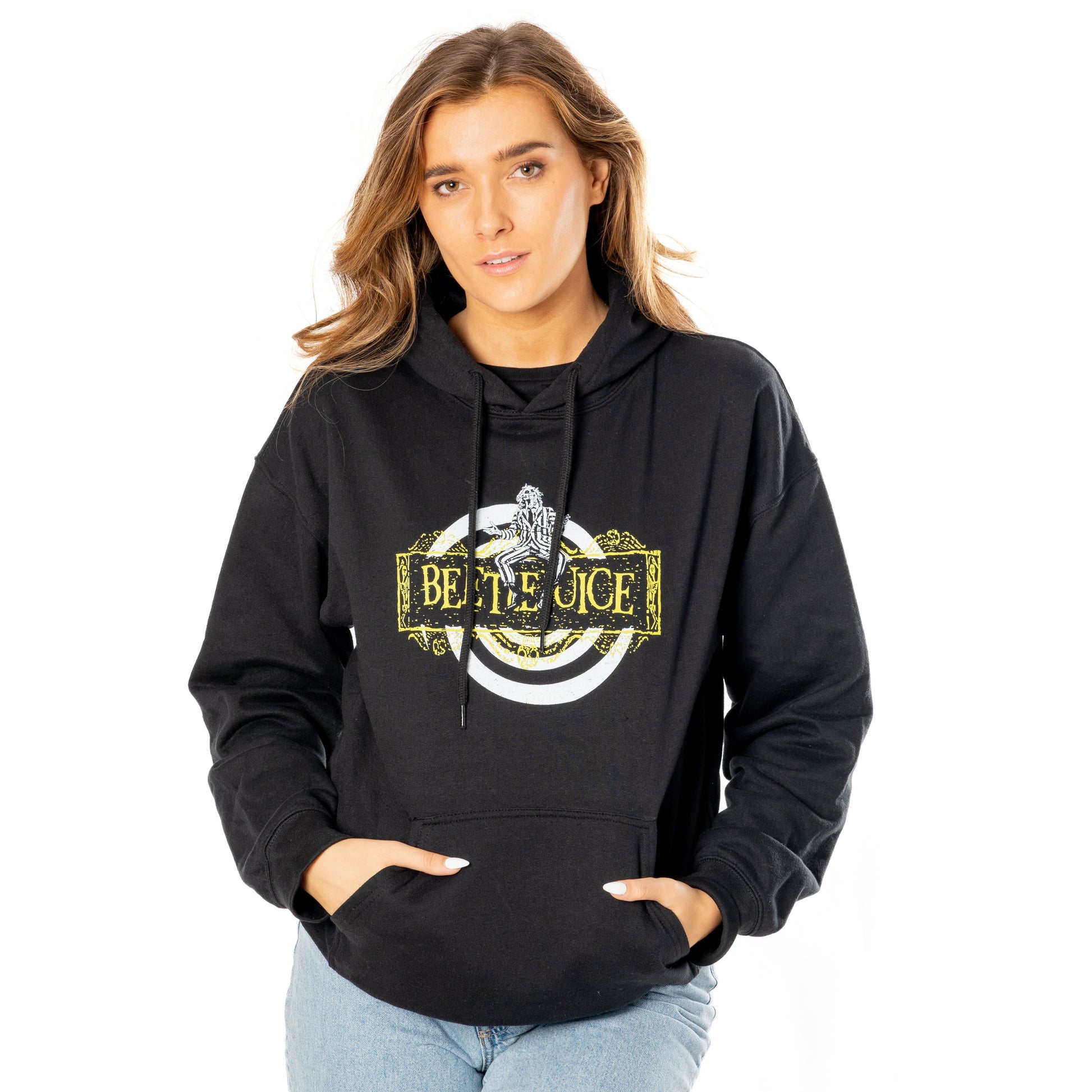 Beetlejuice Adult Unisex Black Spiral Hoodie