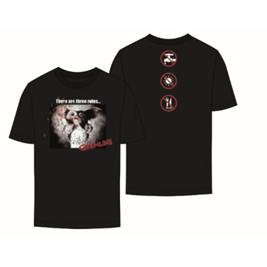Gremlins Adult Unisex Black Front And Back Rules T-Shirt