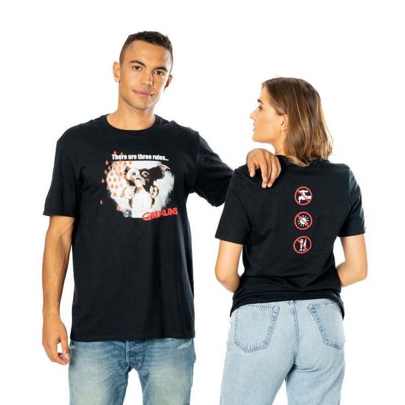 Gremlins Adult Unisex Black Front And Back Rules T-Shirt