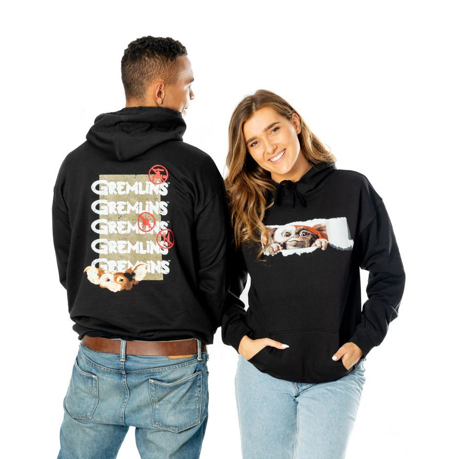 Gremlins Adult Unisex Black Front and Back Tear-Away Hoodie