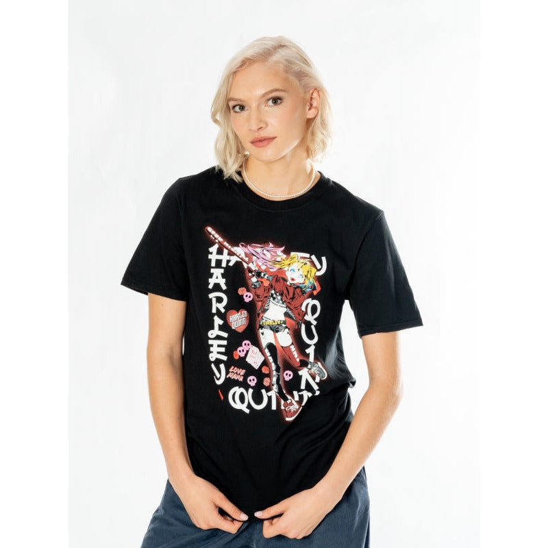 Harley Quinn Black Adult Anime Good Night T-Shirt
