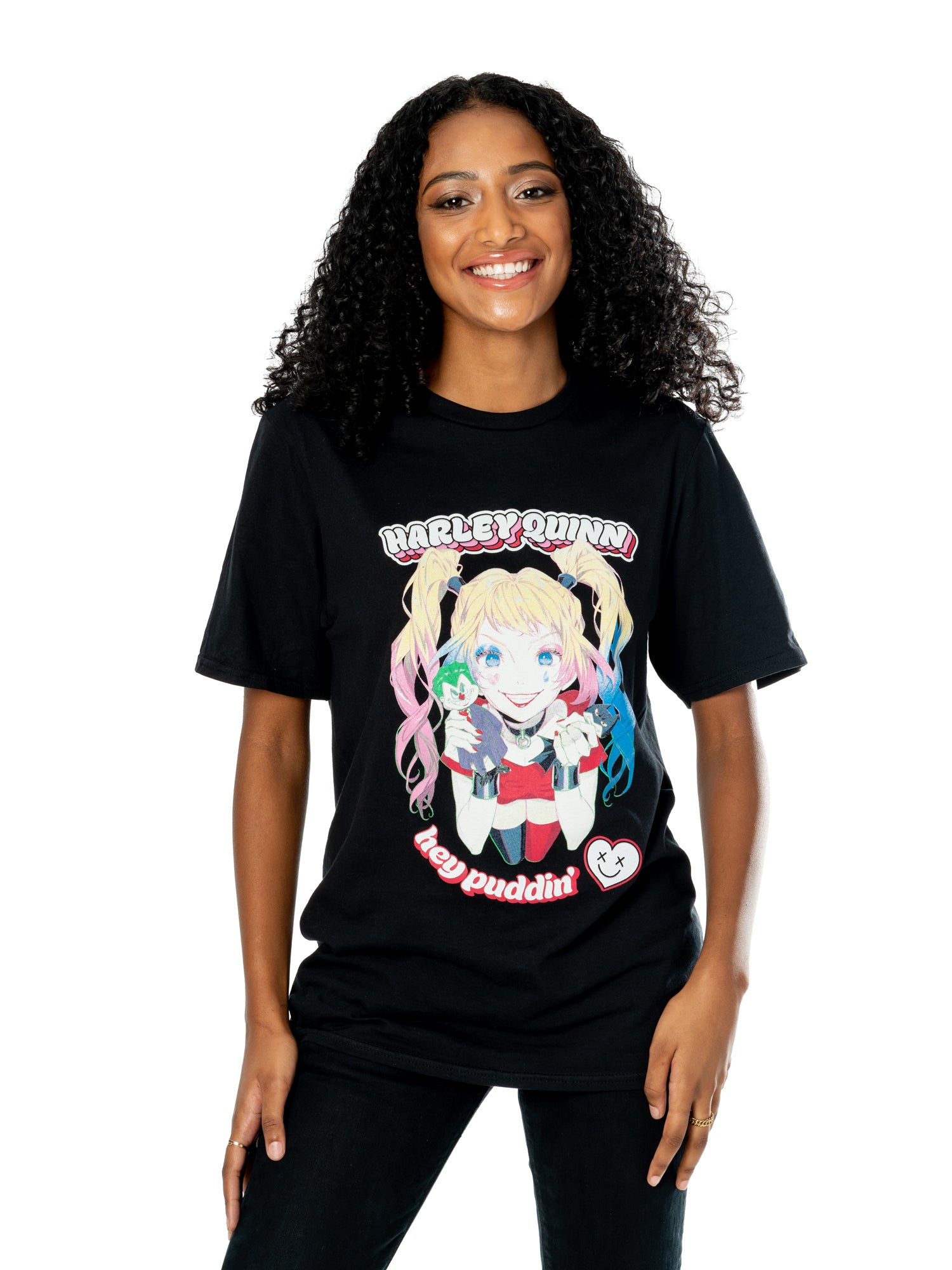 Harley Quinn Black Adult Anime Puddin' T-Shirt