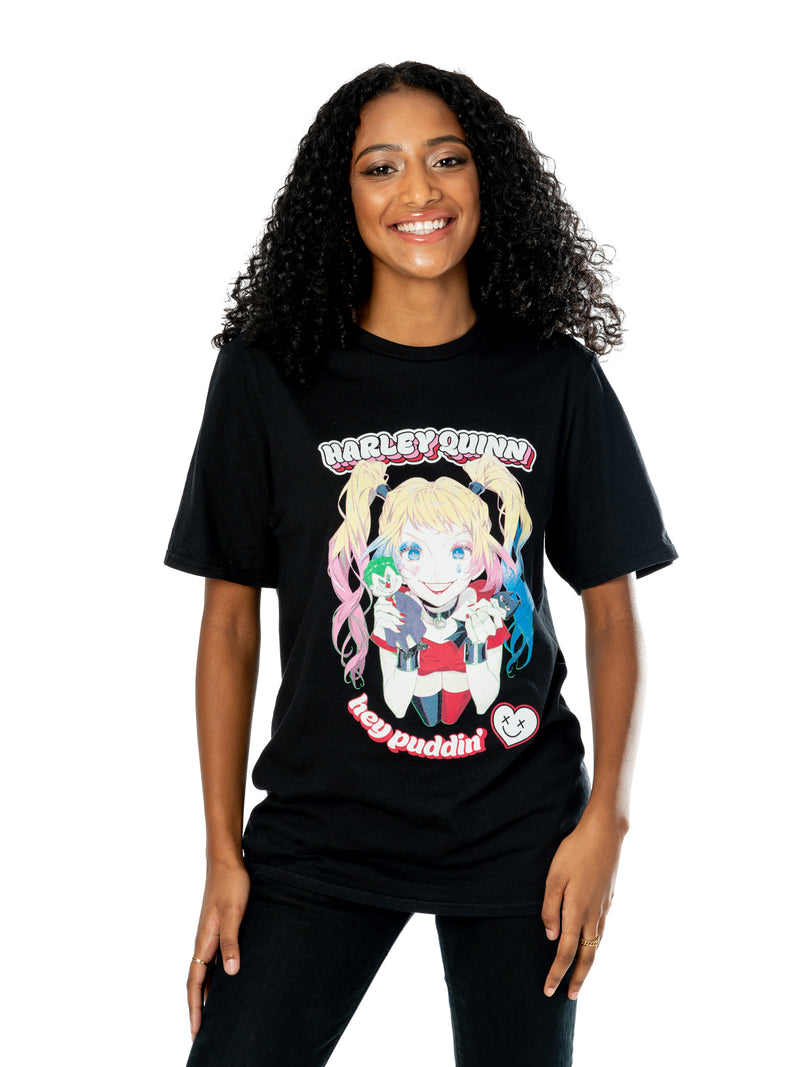 Harley Quinn Black Adult Anime Puddin' T-Shirt