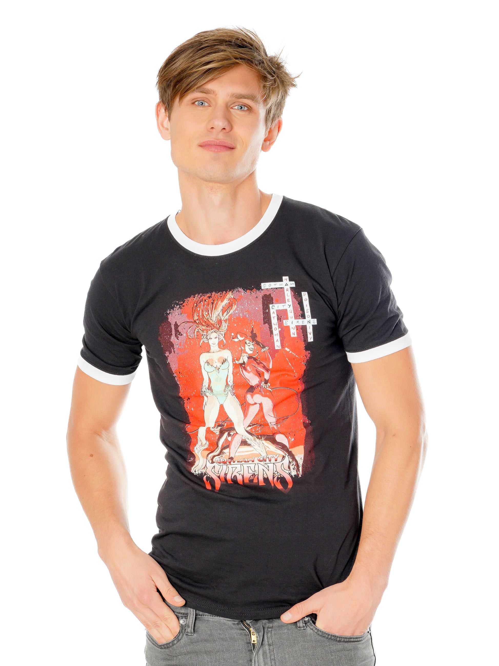 Sirens Crossword Black Ringer T-Shirt