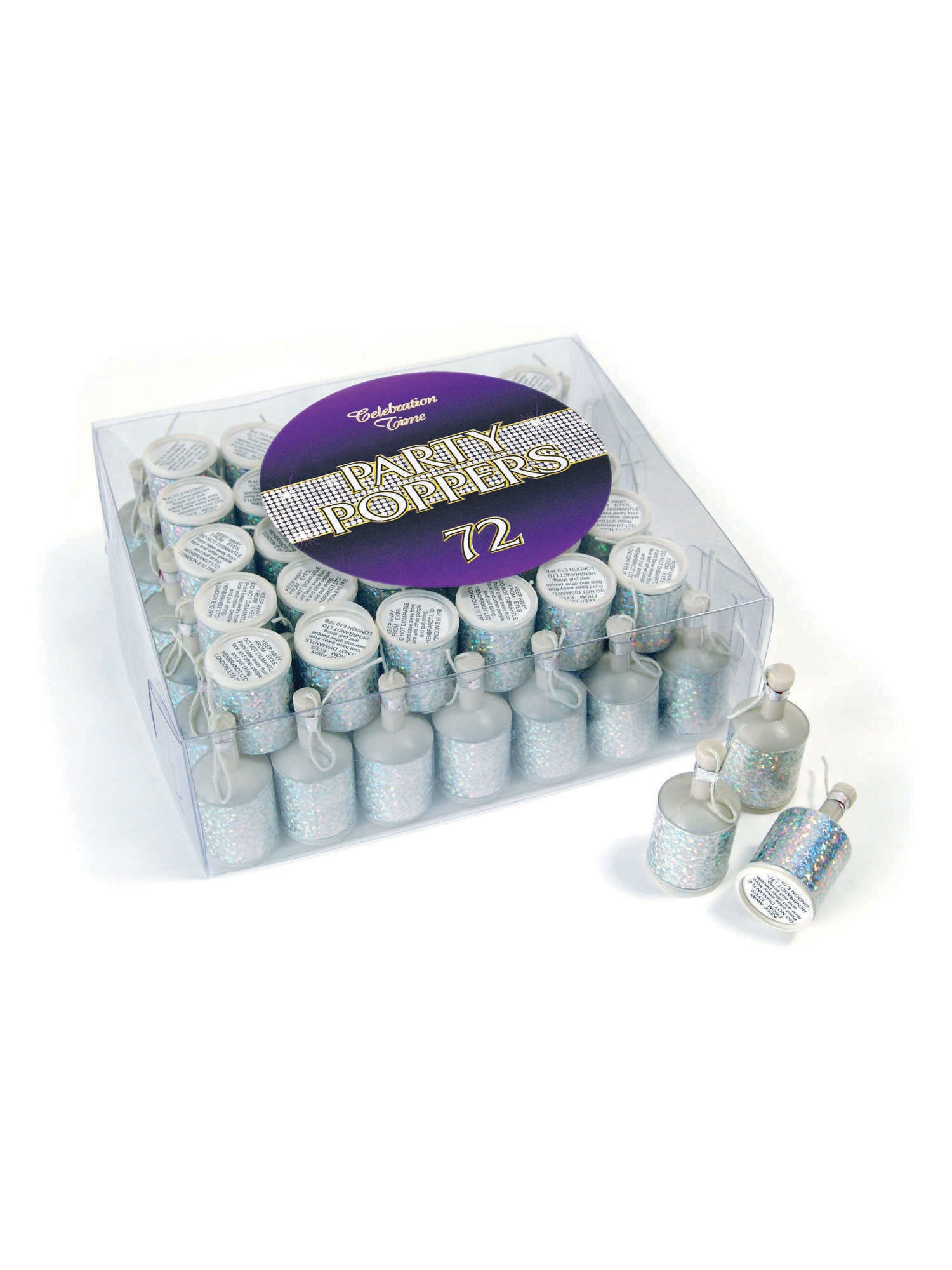Party Poppers. Silver Holographic