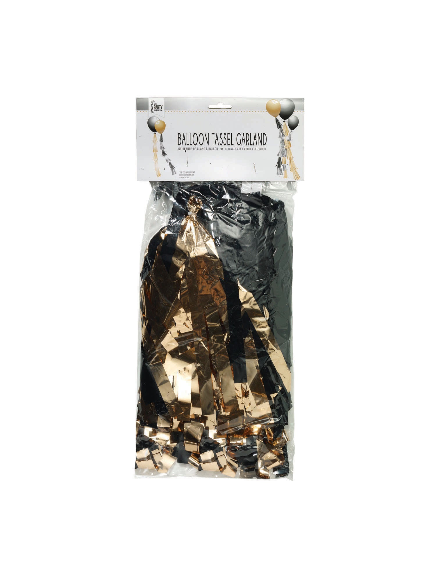 Balloon Tassels Lge Rse Gld & Blk Met