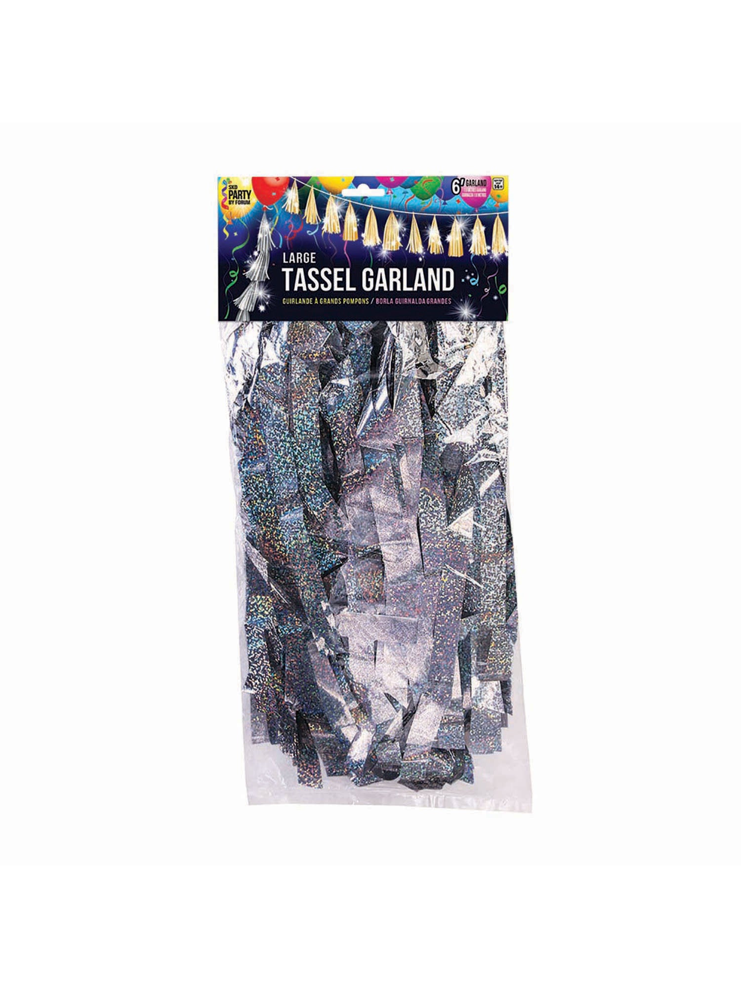 Balloon Tassels Lge Slvr Holographic