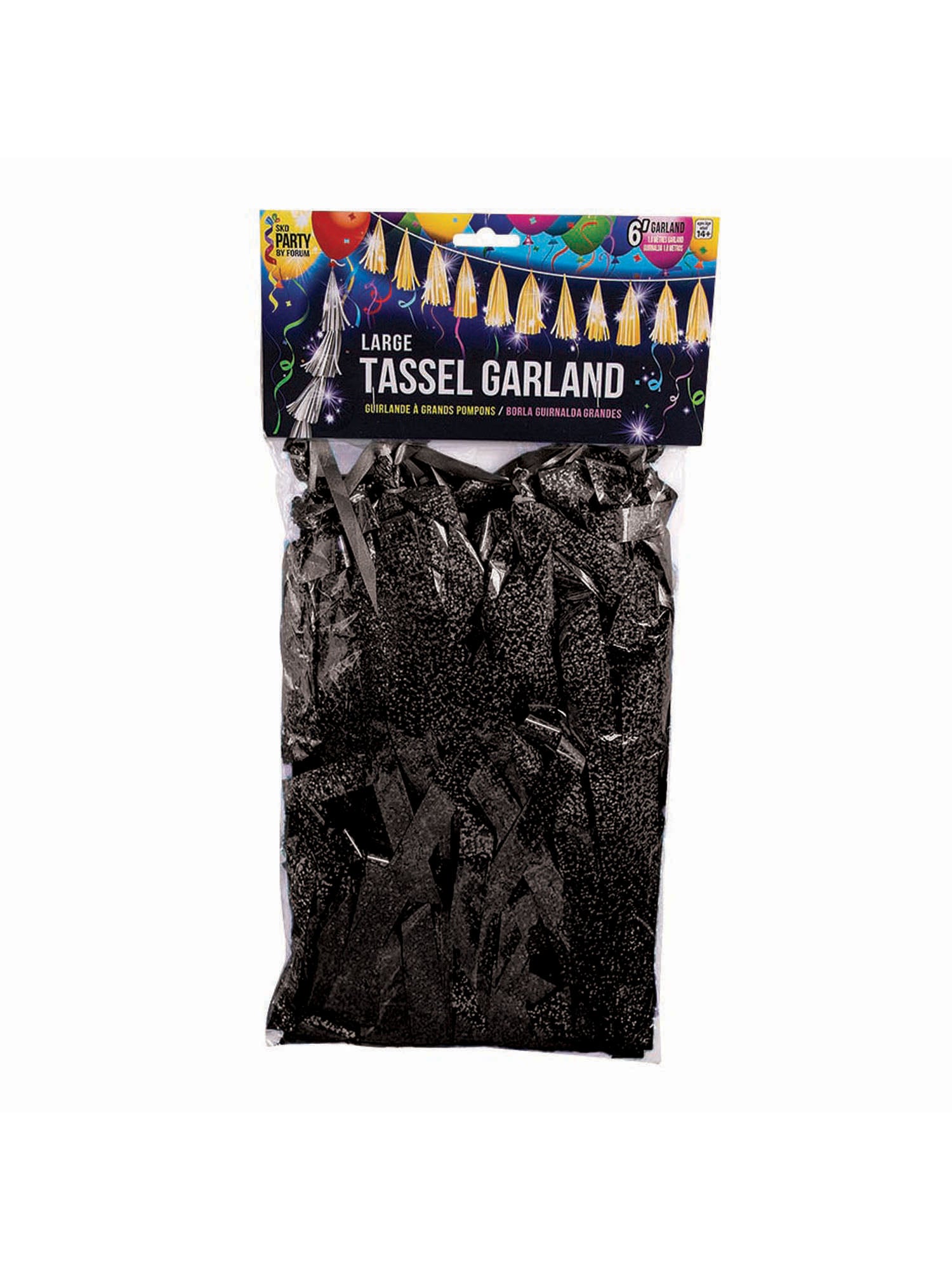 Balloon Tassels Lge Black Holographic