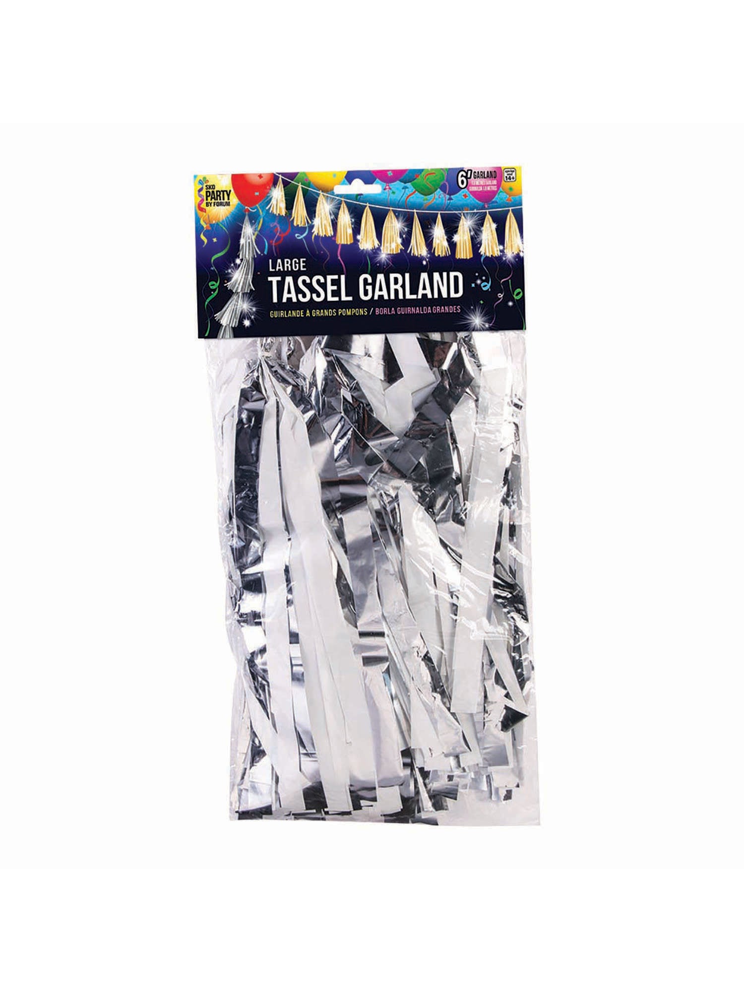 Balloon Tassels Lge Slv & White Met