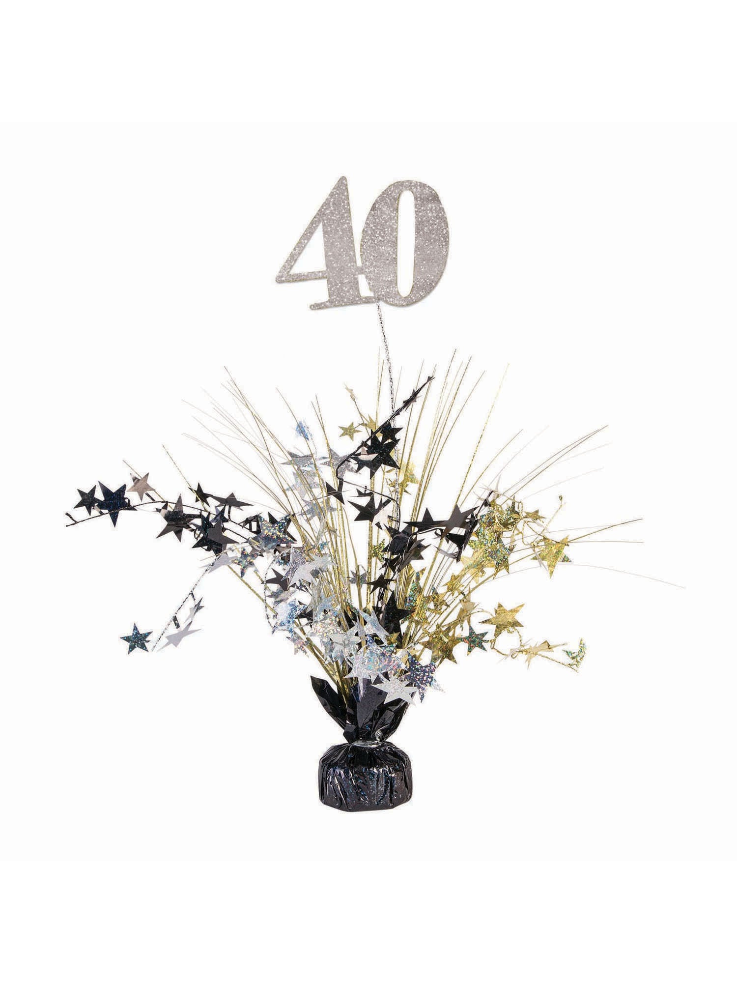Balloon Wght 40 Gld Slv Blk Holograph