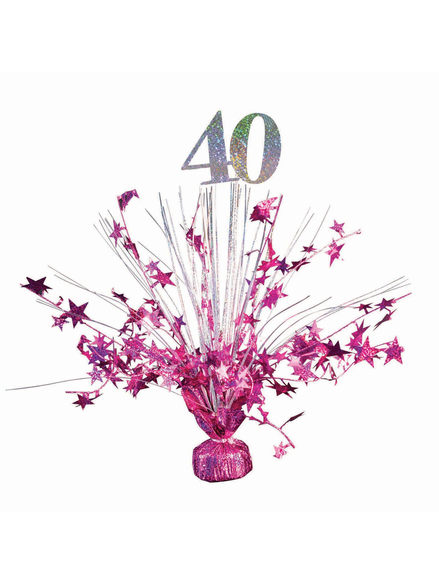 Balloon Wght 40 Ht Pnk/Slv Holograph