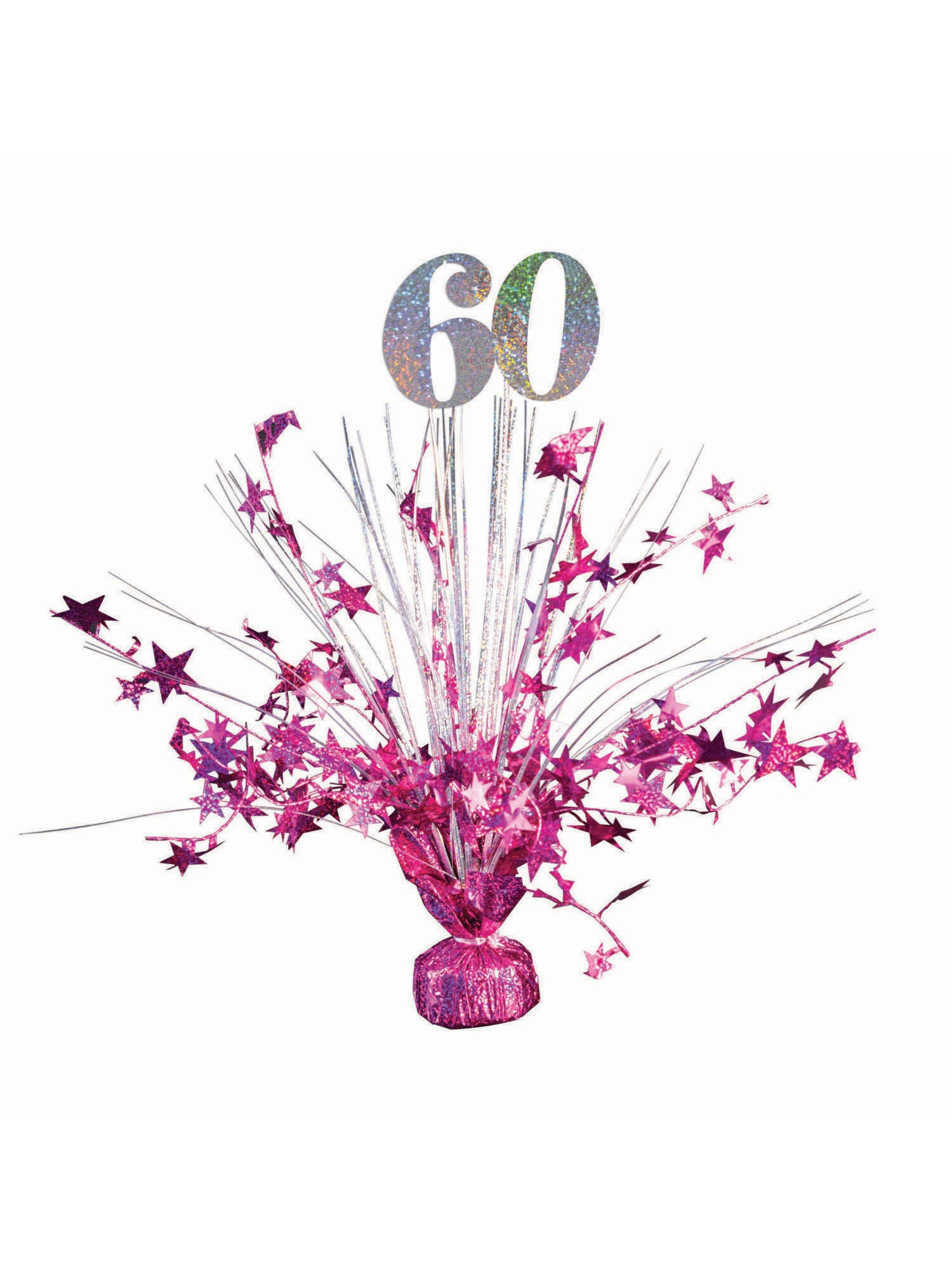 Balloon Wght 60 Ht Pnk/Slv Holograph