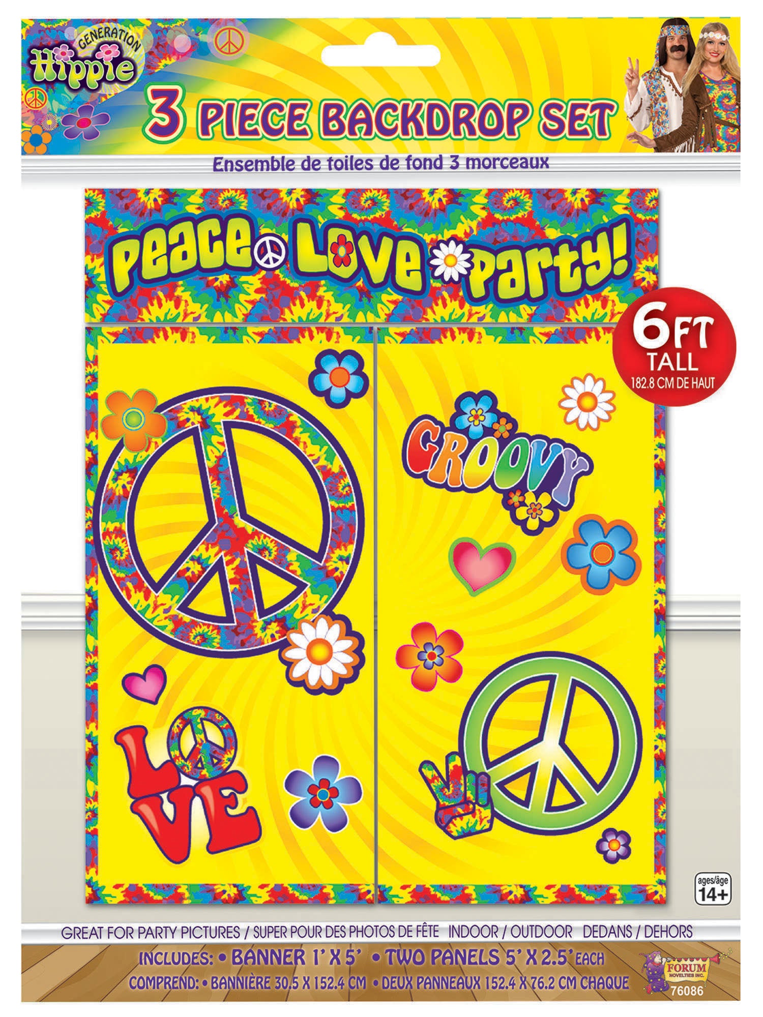 Hippie Decor-Backdrop Set/3pc/6' Tall