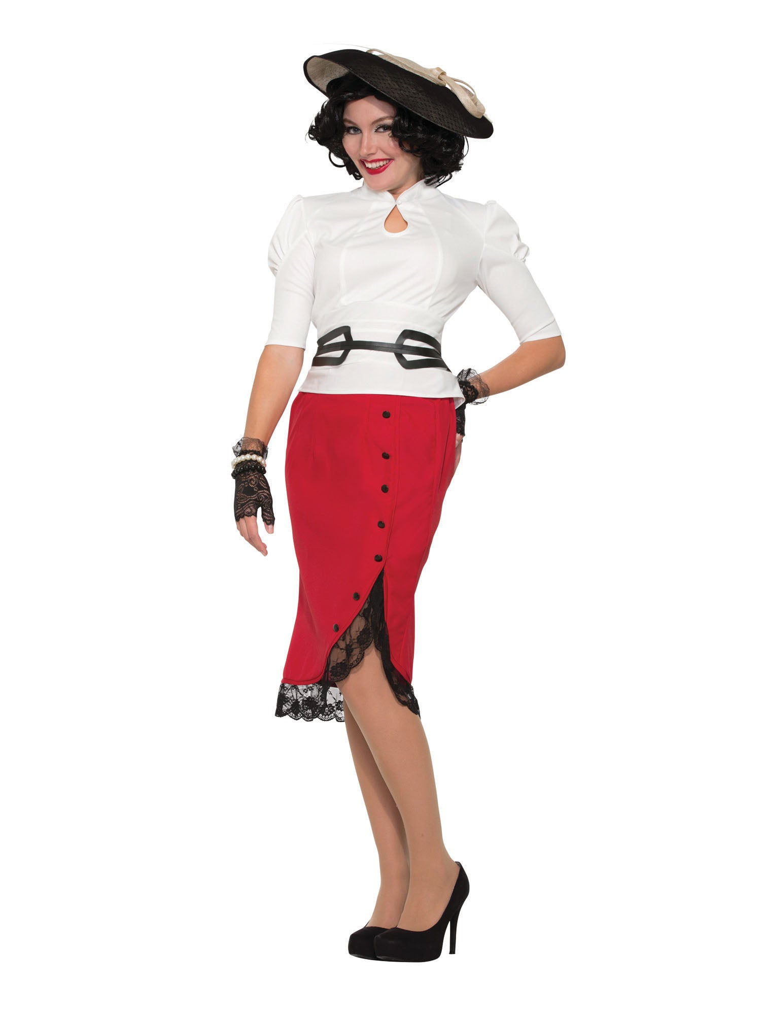 1940s Pencil Skirt Red