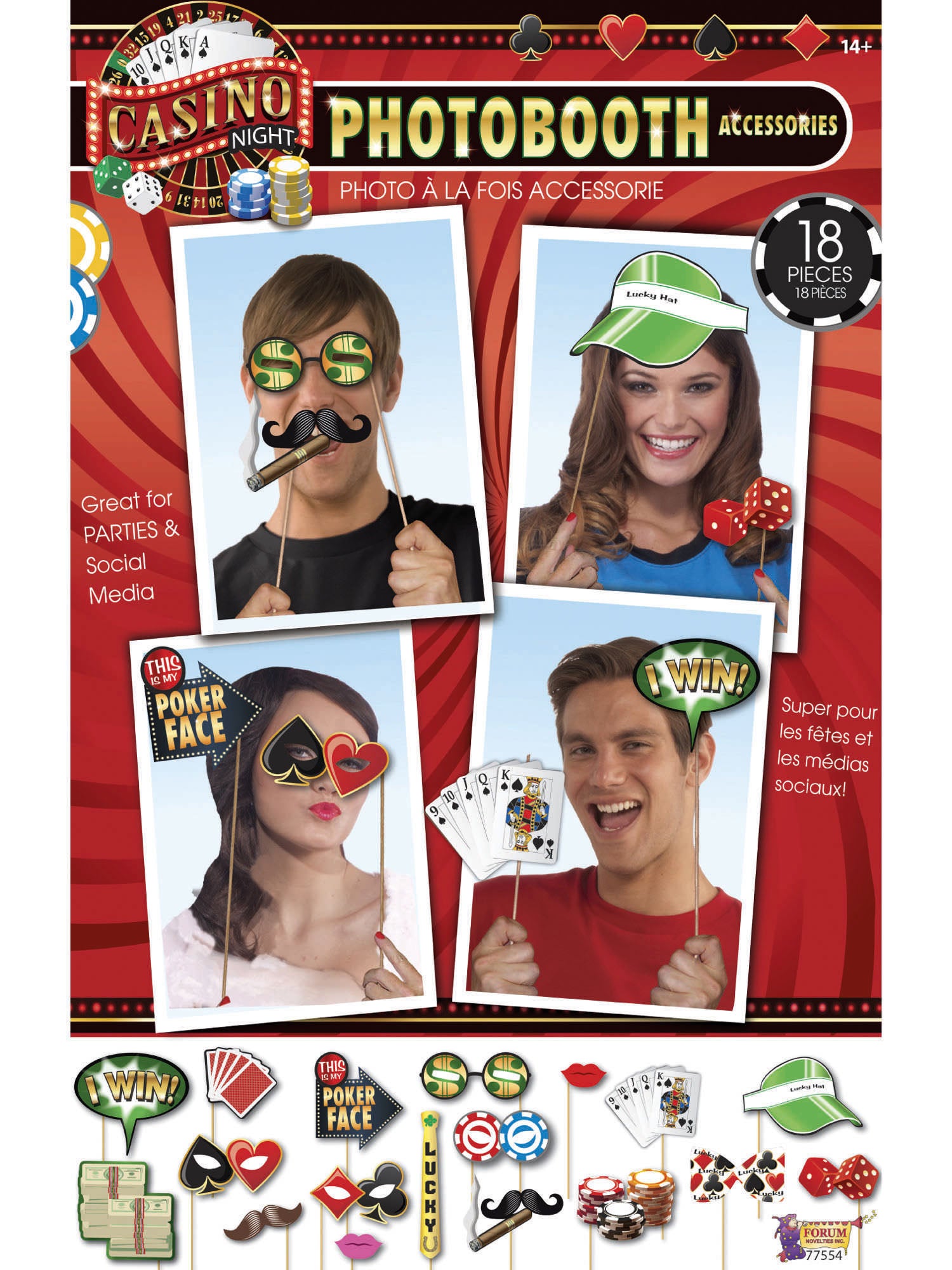 Casino Photo Booth Kit 18Pc