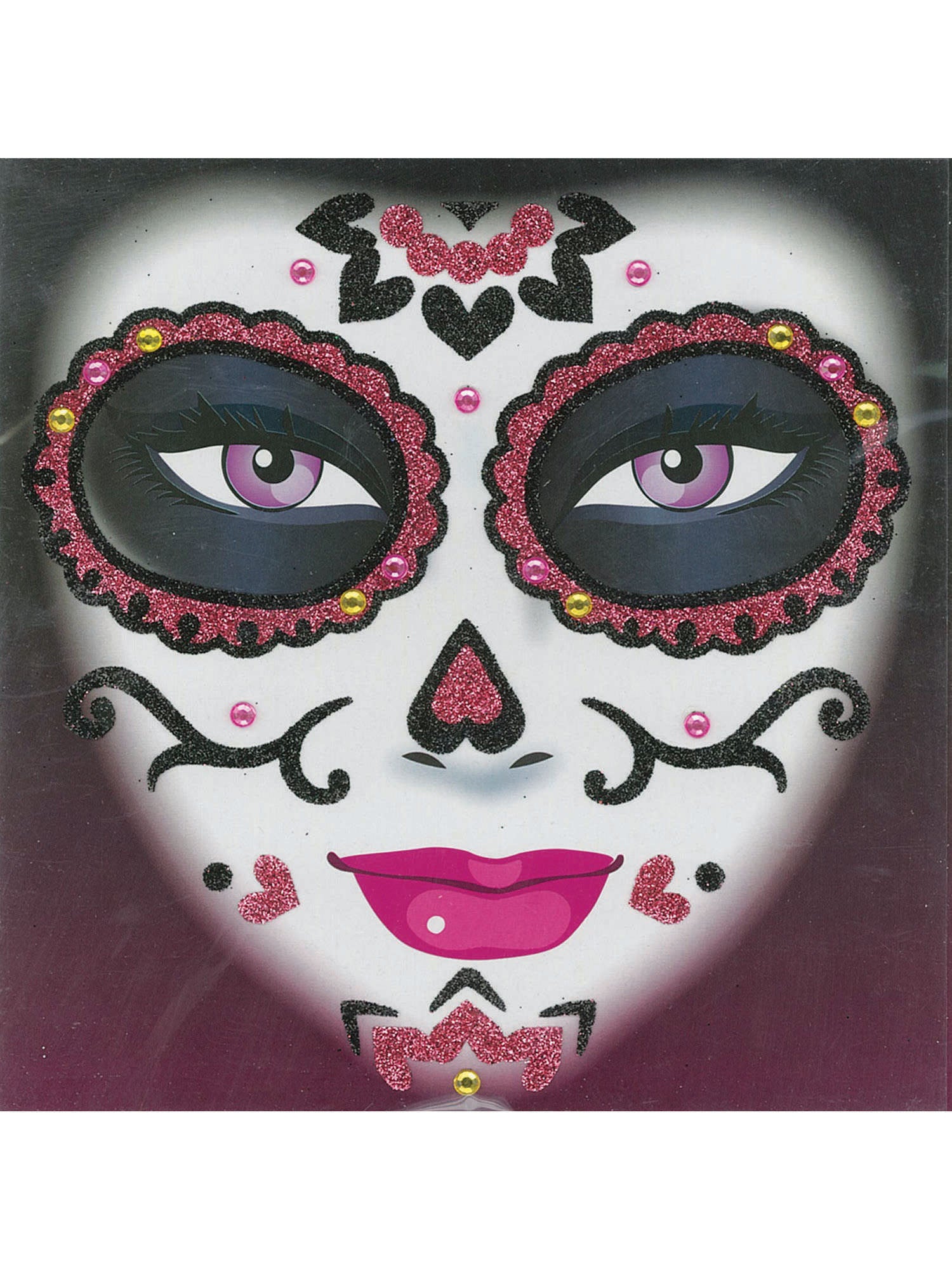 Day Of The Dead Glitter Tattoo Pink