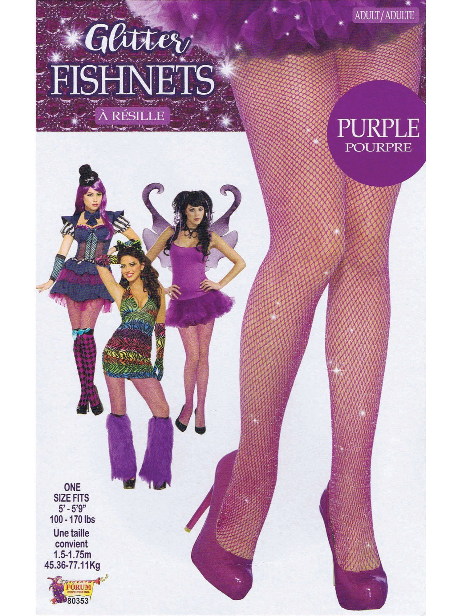 Fishnet Stockings Glitter Purple