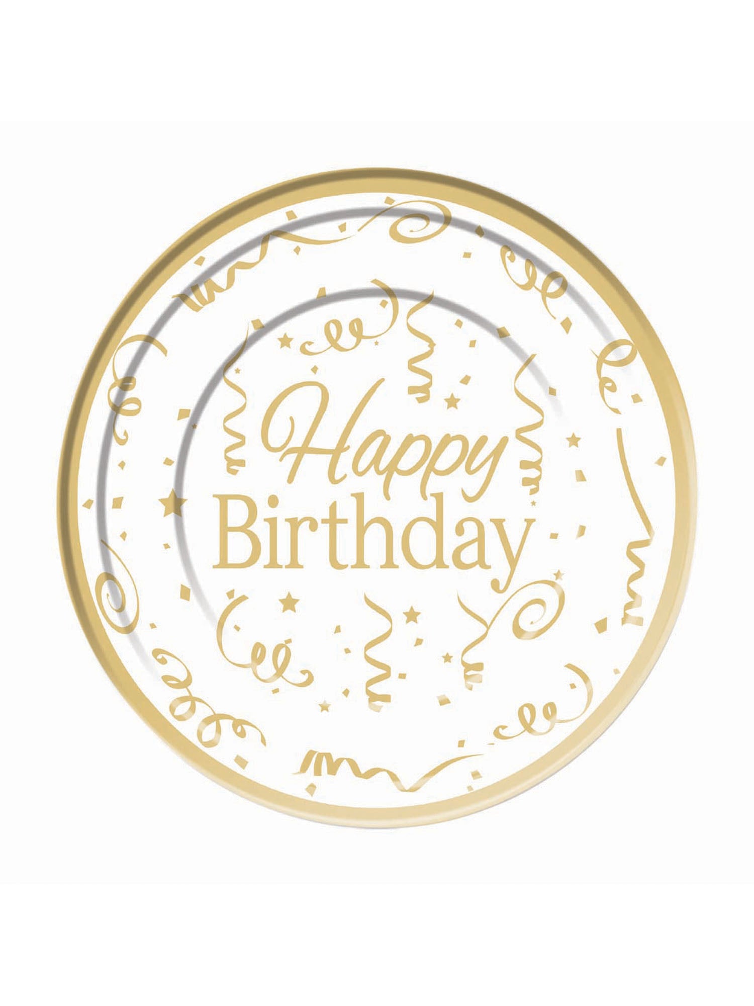 Gold Happy Birthday Plate Plastic (10 pack) 26cm