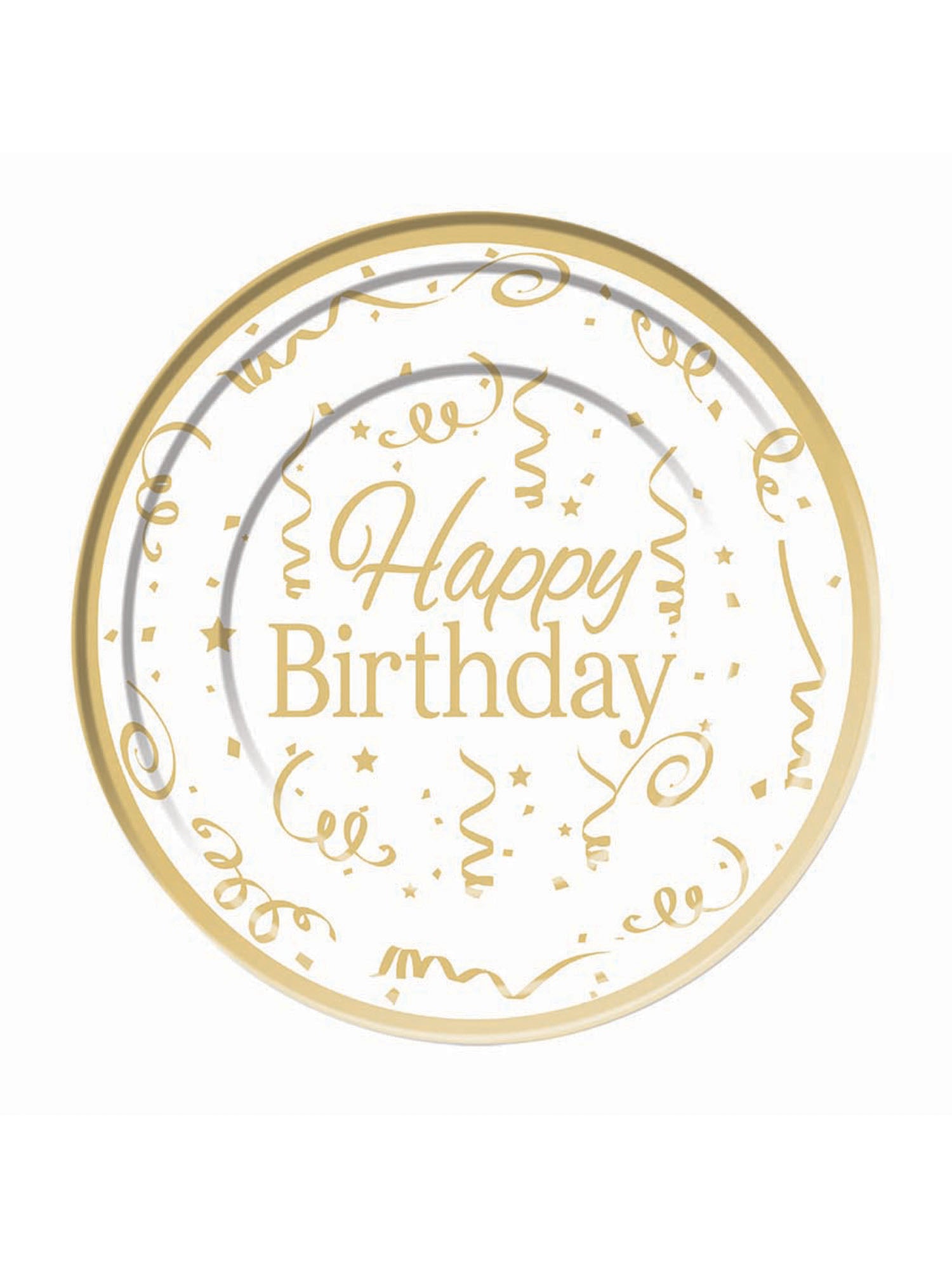 Gold Happy Birthday Plate Plastic (10pack) 15cm